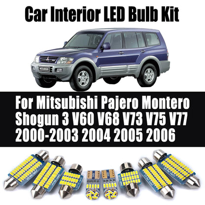 17Pcs For Mitsubishi Pajero Montero Shogun 3 V60 V68 V73 V75 V77 2000- 2005 2006 Car LED Interior Reading Door Dome Light Kit