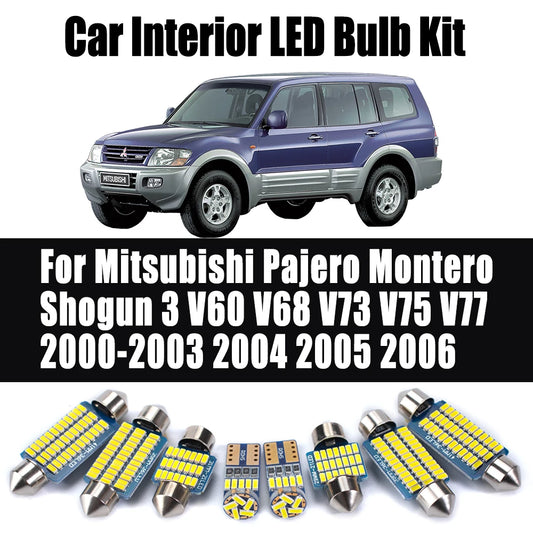 17Pcs For Mitsubishi Pajero Montero Shogun 3 V60 V68 V73 V75 V77 2000- 2005 2006 Car LED Interior Reading Door Dome Light Kit