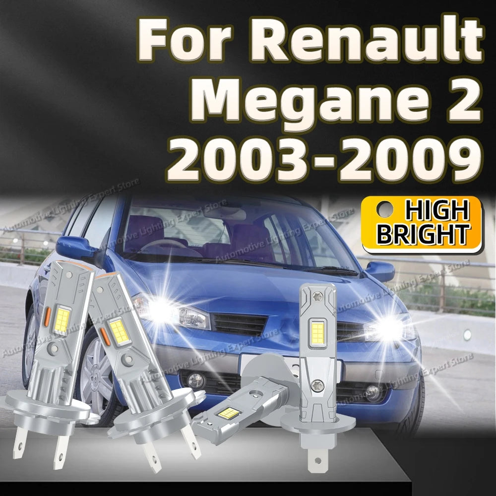 2/4Pcs Car LED Canbus Headlight Bulb 25000Lm 6000K Lights 12V For Renault Megane 2 2003 2004 2005 2006 2007 2008 2009