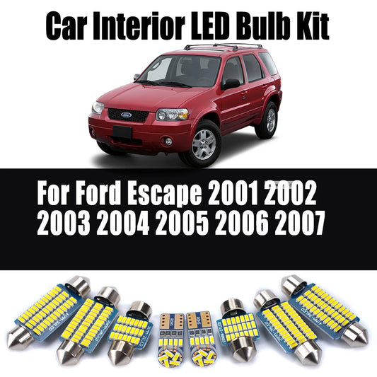 13Pcs Canbus For Ford Escape 2001 2002 2003 2004 2005 2006 2007 License Plate Lamp LED Interior Reading Map Dome Trunk Light Kit
