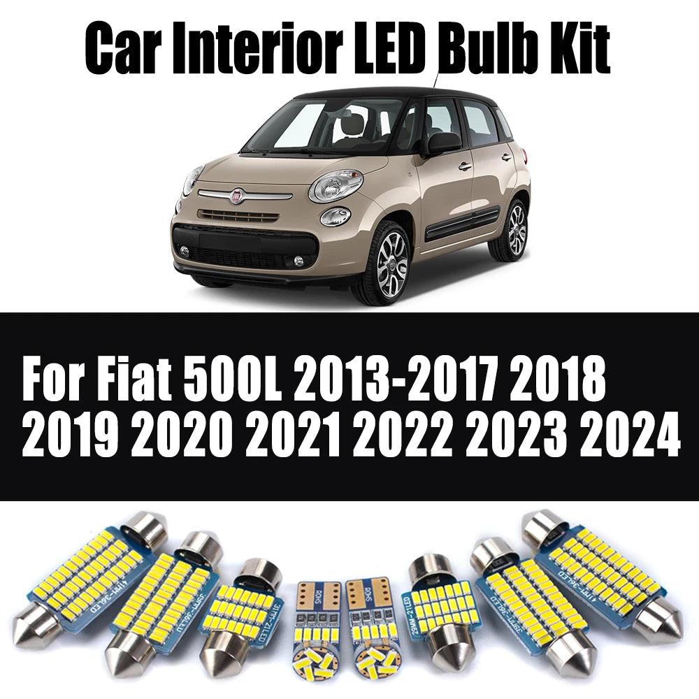 11Pcs LED Interior Trunk Map Dome Sun Visor Light Kit Car Accessories For Fiat 500L 2013-2017 2018 2019 2020 2021 2022 2023 2024