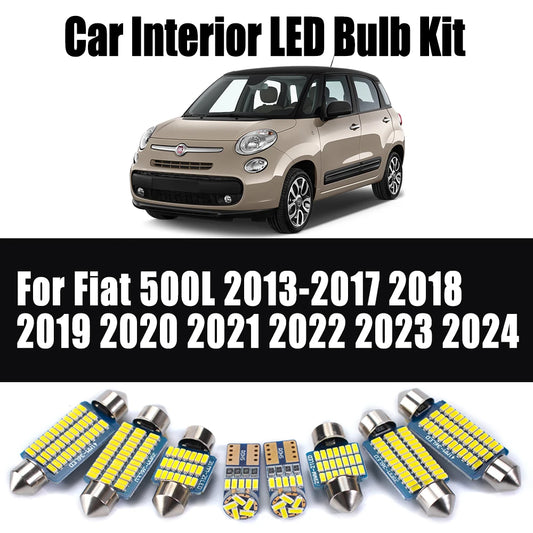 11Pcs LED Interior Trunk Map Dome Sun Visor Light Kit Car Accessories For Fiat 500L 2013-2017 2018 2019 2020 2021 2022 2023 2024