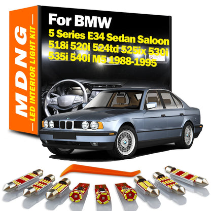 18Pcs Interior Map Light LED Bulb Kit For BMW 5 Series E34 Sedan Saloon 518i 520i 524td 525ix 530i 535i 540i M5 Car Accessories