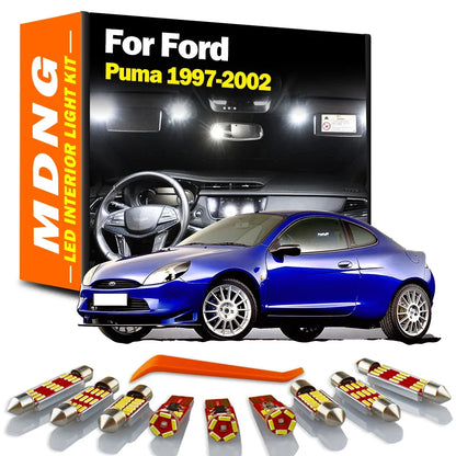 MDNG 8Pcs Canbus For Ford Puma 1997 1998 1999 2000 2001 2002 Car Accessories LED Interior Map Dome Light Number Plate Bulbs Kit