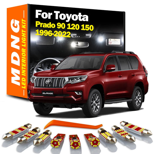 MDNG Canbus For Toyota Prado 90 120 150 1996- 2016 2017 2018 2019 2020 2021 2022 Car Plate Bulbs LED Interior Reading Light Kit