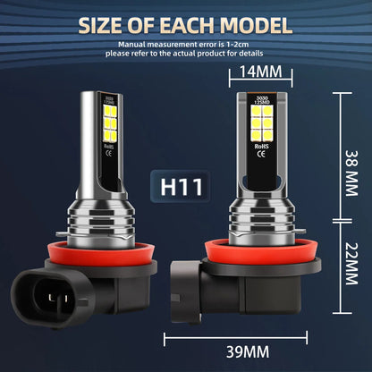 Roadsun 2/4x For Ford Mustang 2005 2006 2007 2008 2009 2010 2011 2012 LED Headlight Bulbs 160W Auto Headlamps 6000K Fog Lampada