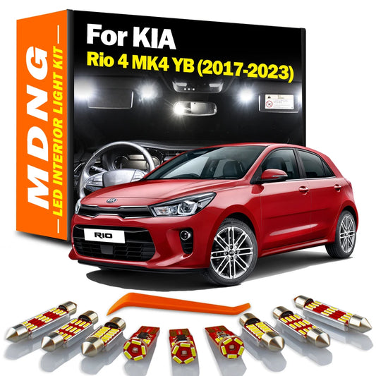 MDNG 12Pcs Canbus Accessories LED Interior Reading Light Kit For Kia Rio 4 MK4 YB 2017-2020 2021 2022 2023 Car Number Plate Lamp