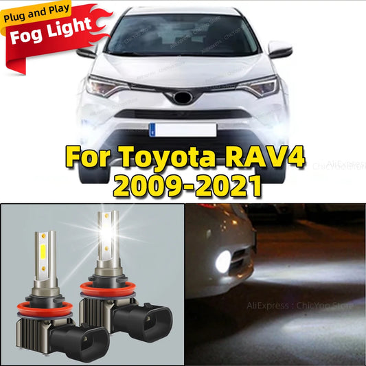 2Pcs 6000K 80W LED Car Front Fog Light Lamps H8 H9 H11 Bulb For Toyota RAV4 2009 2010 2011 2012 2013 2014 2015 2016 2017-2021