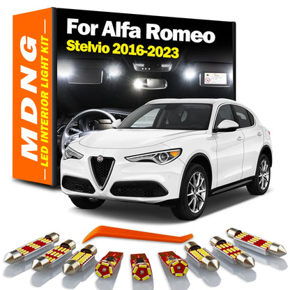 MDNG 11PcsSignal Lamp LED Interior Door Trunk Light Kit For Alfa Romeo Stelvio 2016 2017 2018 2019 2020 2021 2022 2023 Car Bulbs