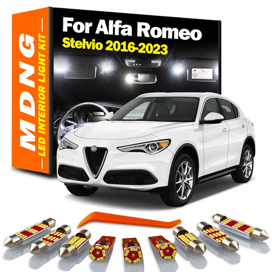 MDNG 11PcsSignal Lamp LED Interior Door Trunk Light Kit For Alfa Romeo Stelvio 2016 2017 2018 2019 2020 2021 2022 2023 Car Bulbs