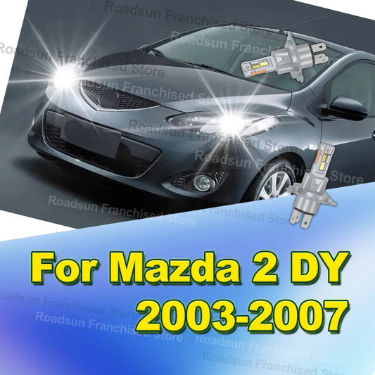 2Pcs Hi/Lo Beam Headlights 30000LM Wireless Plug&Play For Mazda 2 DY 2003 2004 2005 2006 2007