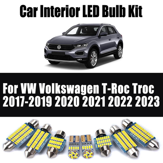 10Pc LED Interior Dome Trunk Light Ceiling Bulb Kit For VW Volkswagen T-Roc Troc 2017 2018 2019 2020 2021 2022 2023 Accessories