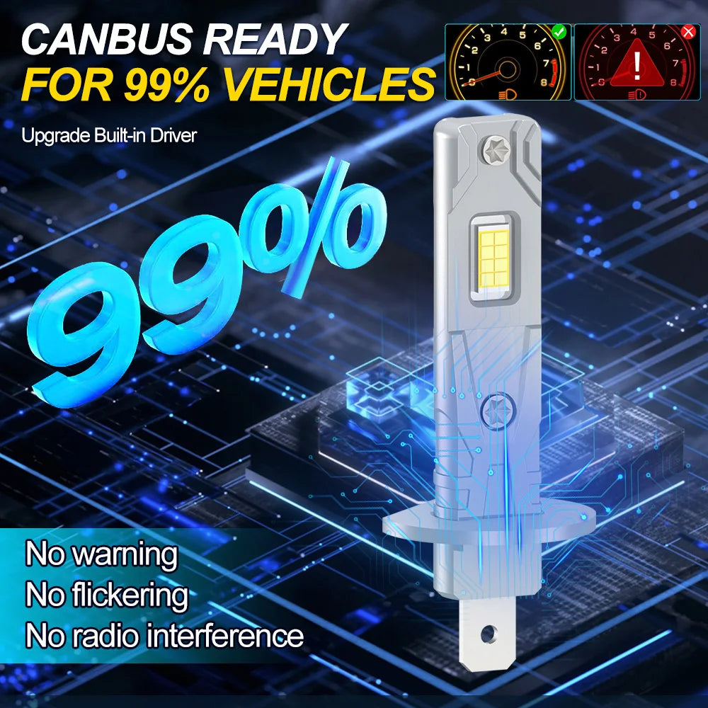 2PCS Powerful 1:1 LED Headlight Bulbs H7 H4 H11 H1 Copper Tube H8 9005 HB3 9006 HB4 50000LM 300W CSP 3570 Chips Led Car Headlamp