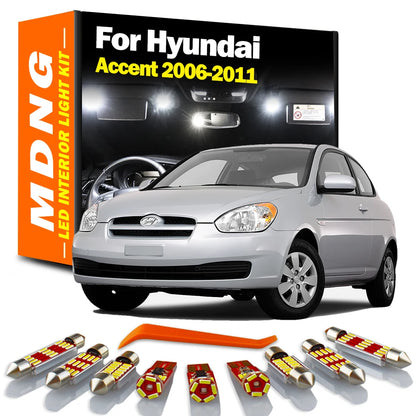 MDNG 10Pcs Canbus Car Bulbs Led Interior Light Kit For Hyundai Accent 2006 2007 2008 2009 2010 2011 Map Reading Trunk Dome Lamp