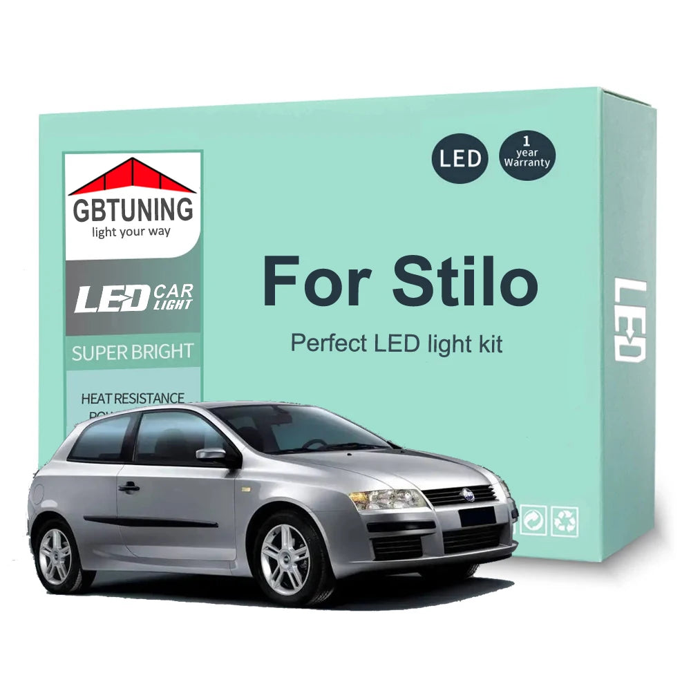 15Pcs LED Interior Light Bulb Kit For Fiat Stilo 192 2001 2002 2003 2004 2005 2006 2007 Car Indoor Dome Reading Trunk Canbus