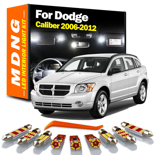 MDNG 10Pcs No Error For Dodge Caliber 2006 2007 2008 2009 2010 2011 2012 Interior LED Reading Dome Light License Plate Lamp Kit