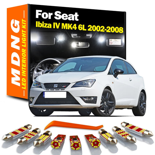 MDNG 11Pcs Canbus For Seat Ibiza IV MK4 6L 2002 2003 2004 -2007 2008 LED Interior Number Plate Reading Light Kit Car Trunk Bulb