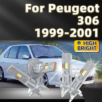 2/4Pcs Led Headlight Bulb Plug&Play Wireless Car Lamp CSP Chips High Low Beam For Peugeot 306 1999 2000 2001 6000K