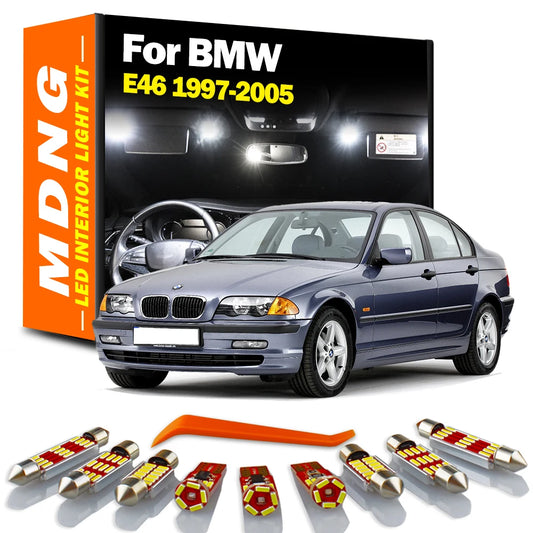 18Pcs LED Interior Map Dome Plate Foot Light Kit For BMW 3 Series E46 Sedan Touring Coupe Compact 1997-2005 Canbus Accessories