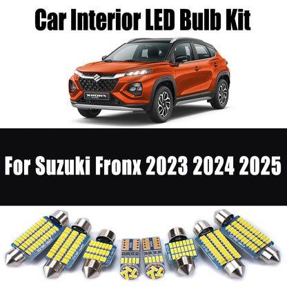 10Pcs For Suzuki Fronx 2023 2024 2025 LED Interior Map Dome Reading Trunk Light Kit Number Plate Lamp Car Lighting Accessories