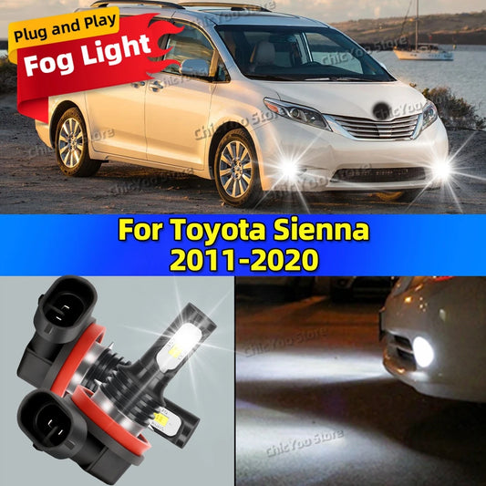 2Pcs LED Canbus Auto Fog Lamps 6000K Fog Light Car Accessories For Toyota Sienna 2011 2012 2013 2014 2015 2016 2017 2018 2020