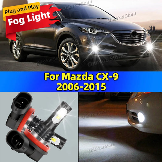 2x Front Fog Light Accessories LED Bulb 20000LM Ultra Bright Lamp For Mazda CX-9 CX9 2006-2015 2007 2008 2009 2010 2011 2012