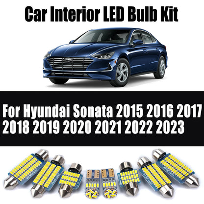 13Pcs Car Lighting LED Interior Reading Trunk Number Plate Light Kit For Hyundai Sonata 2015- 2017 2018 2019 2020 2021 2022 2023