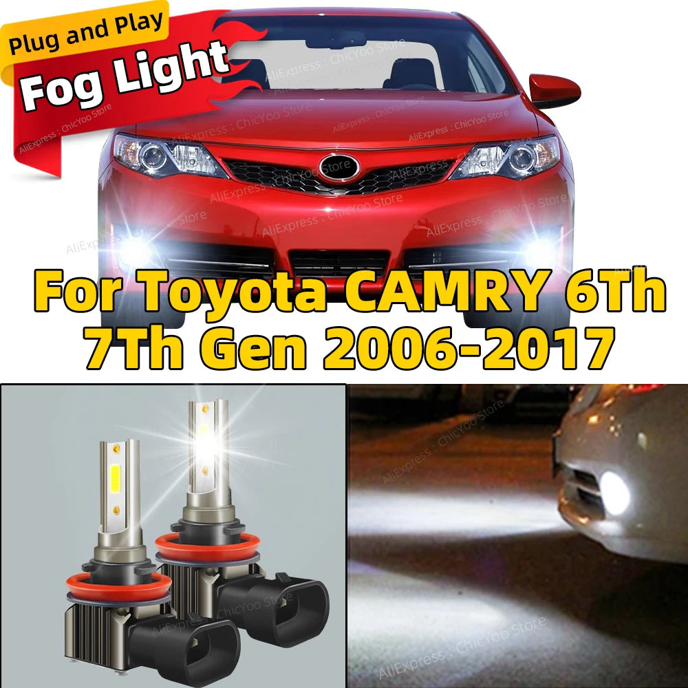 6000K Front Fog Light 2pcs LED Bulb Accessories Lamp 80W For Toyota CAMRY 6Th 7Th Gen 2006 2007 2008 2009 2010 2011 2012-2017