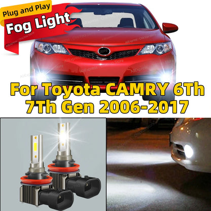 6000K Front Fog Light 2pcs LED Bulb Accessories Lamp 80W For Toyota CAMRY 6Th 7Th Gen 2006 2007 2008 2009 2010 2011 2012-2017