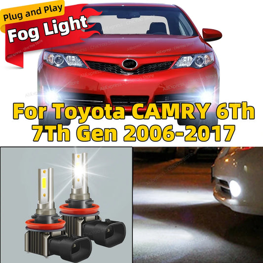 6000K Front Fog Light 2pcs LED Bulb Accessories Lamp 80W For Toyota CAMRY 6Th 7Th Gen 2006 2007 2008 2009 2010 2011 2012-2017