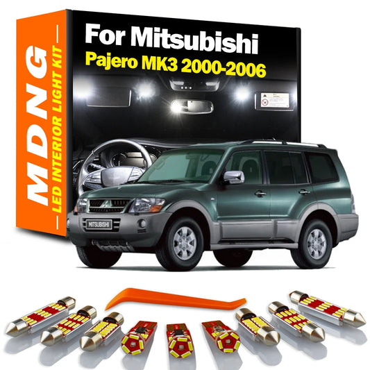 MDNG 17Pcs Car LED Interior Reading Door Light Kit For Mitsubishi Pajero Montero Shogun 3 V60 V68 V73 V75 V77 2000- 2005 2006