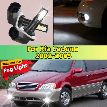 2pcs LED Bulbs Car Fog Light 6000K Anti-Glare Lamp For Kia Sedona 2002 2003 2004 2005 No Wiring Modifications Needed