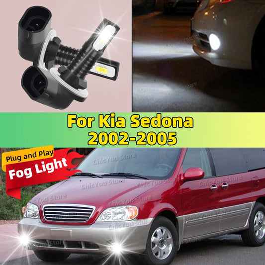 2pcs LED Bulbs Car Fog Light 6000K Anti-Glare Lamp For Kia Sedona 2002 2003 2004 2005 No Wiring Modifications Needed