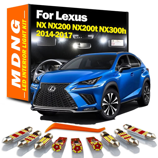 MDNG 8Pcs Canbus LED Interior Dome Map Reading Light Kit For Lexus NX NX200 NX200t NX300h 2014 2015 2016 2017 Car Accessories