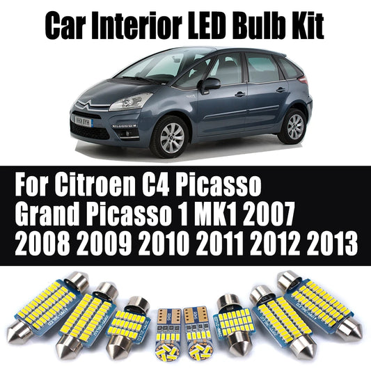 14Pcs LED Interior Reading Light Kit For Citroen C4 Picasso Grand Picasso 1 MK1 2007 2008 2009 2010 2011 2012 2013 Accessories