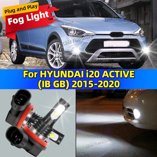 2x Front Fog Light Accessories LED Bulb 20000LM Ultra Bright Lamp For HYUNDAI i20 ACTIVE IB GB 2015 2016 2017 2018 2019 2020