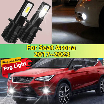 2X LED Car Light Front Bulb Fog Lamp 20000LM Ultra Bright Night Driving Safety For Seat Arona 2017 2018 2019 2020 2021 2022 202