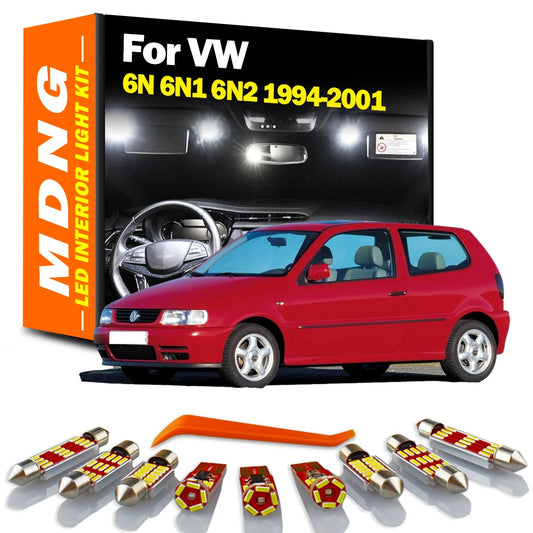 MDNG 6Pcs LED Interior Map Roof Trunk Light Kit For VW Volkswagen Polo 6N 6N1 6N2 1994-1998 1999 2000 2001 Car Bulbs Accessories