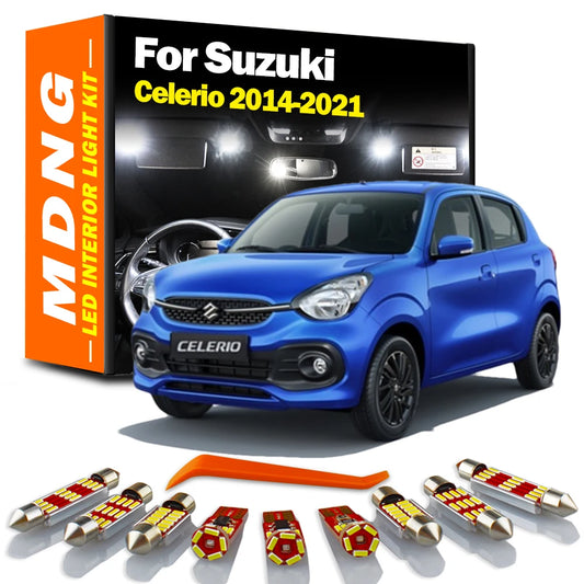 MDNG 7Pcs Canbus Car LED Interior Map Trunk Dome Plate Bulb Light Kit For Suzuki Celerio 2014 2015 2016 2017 2018 2019 2020 2021