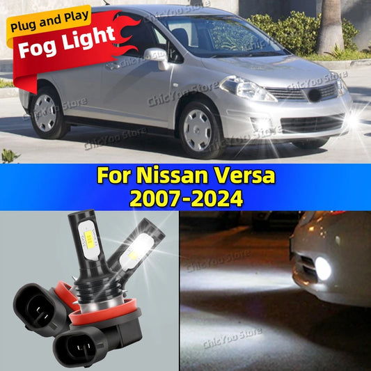 2Pcs 6000K Auto Fog Lights 20000LM CSP LED Car Fog Lamp Bulbs For Nissan Versa 2007-2024 2009 2010 2011 2012 2013 2014