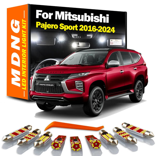 MDNG 17Pcs LED Interior Door Light Kit For Mitsubishi Pajero Montero Sport MK3 2016- 2020 2021 2022 2023 2024 Car Reading Bulbs