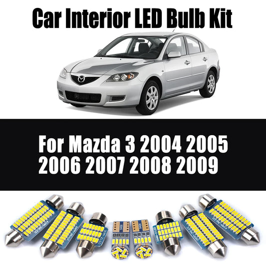 8Pcs Canbus LED Interior Light Kit For Mazda 3 2004 2005 2006 2007 2008 2009 Map Dome Trunk Car Reading Number Plate Bulbs Set