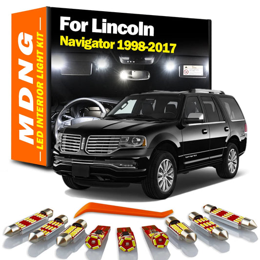 MDNG For Lincoln Navigator 1998-2010 2011 2012 2014 2015 2016 2017 Car LED Interior Map Dome Trunk Light Bulbs Kit Accessories