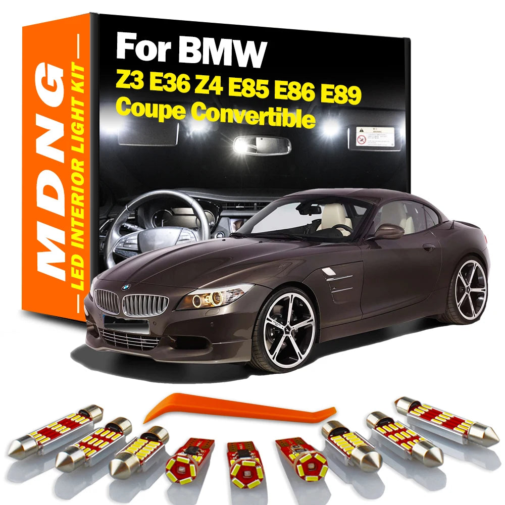 MDNG Canbus For BMW Z3 E36 Z4 E85 E86 E89 Coupe Convertible Car LED Interior Dome Map Trunk Glove Box Vanity Mirror Light Kit