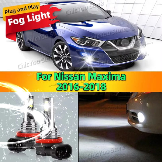 2Pcs 6000K Front Fog Light LED Bulb Car Lamp Canbus For Nissan Maxima 2016 2017 2018 Replace Bulbs 80W Auto Accessories