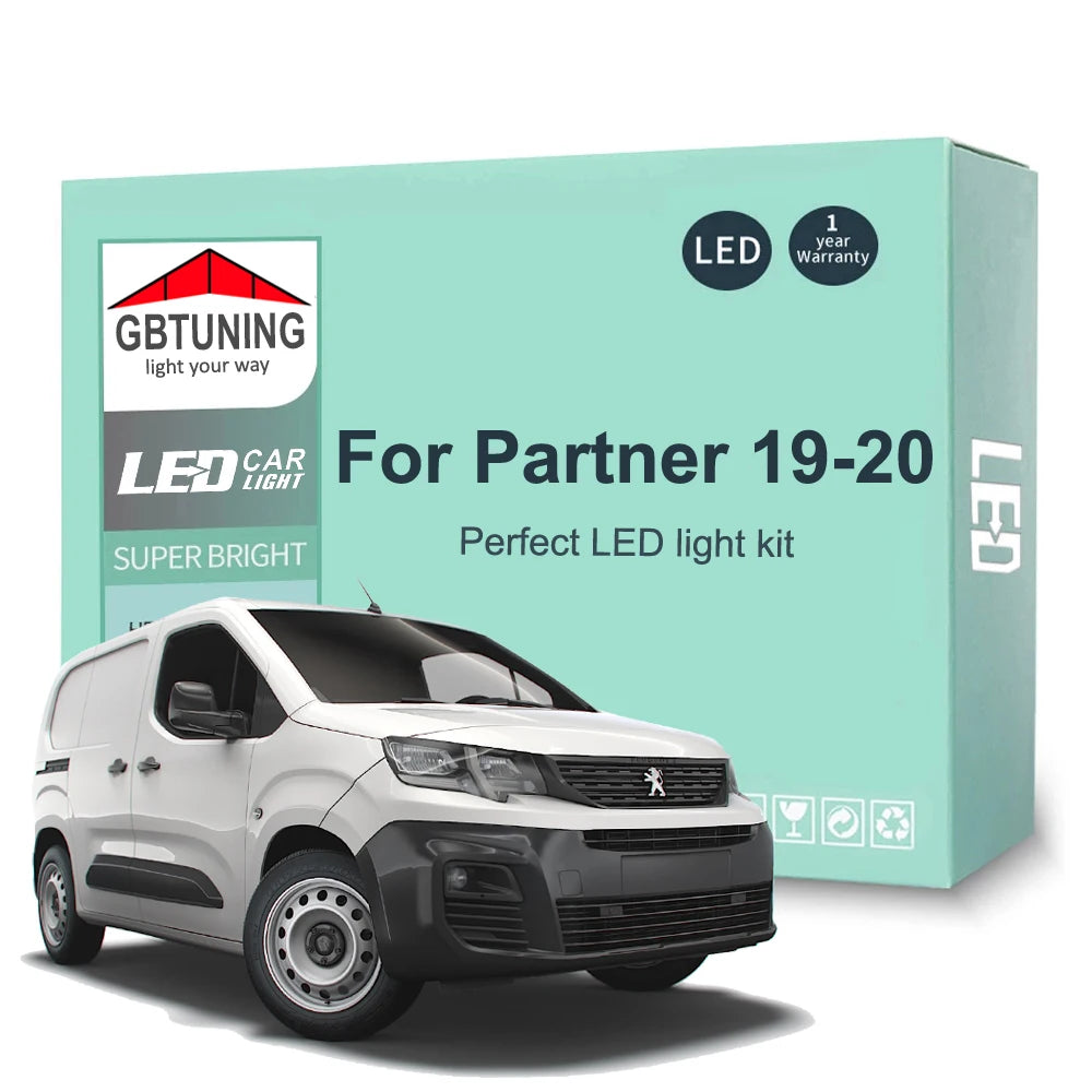 16Pcs Canbus LED Interior Light Bulb Kit For Peugeot Partner MK3 2019 2020 Car Accessories Dome Trunk License Plate Indoor Lamp