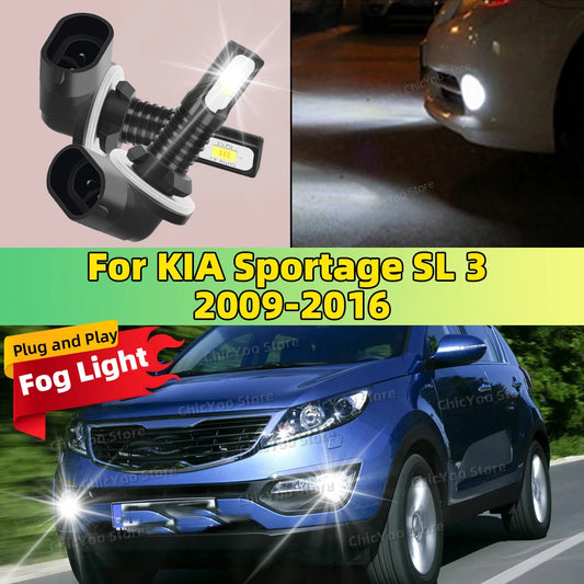 For KIA Sportage SL 3 2009 2010 2011 2012 2013 2014 2015 2016 2pcs LED Bulbs Car Fog Light 6000K Anti-Glare Lamp