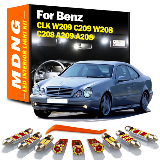 LED Interior Reading Map Door Dome Sun Visor Light Kit For Mercedes Benz CLK W209 C209 W208 C208 A209 A208 1998-2010 Car Bulbs