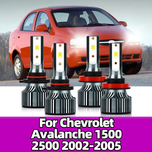 2/4X Car Headlights LED For Chevrolet Avalanche 1500 2500 2002 2003 2004 2005 Auto Bulbs 120W 20000LM Light Super Bright Lamps