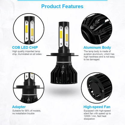 LED Headlight H4 Car Bulbs 30000LM 6000K Canbus CSP Chip High Bright Lamp For DODGE CALIBER Hatchback 2006 2007 2008 2009